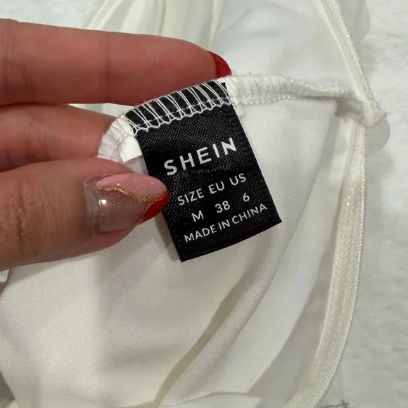 SHEIN White Corset Top with Purple Floral Accents - Picture 2 of 5